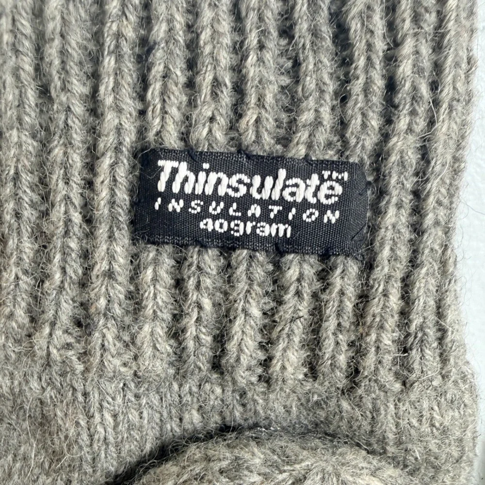 Thinsulate 40g Insulation Convertible Fingerless Mitten Gloves Grey Marl Knit